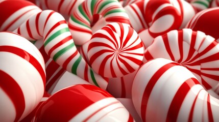 Obraz premium A festive background featuring white and red candy canes.