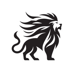 Stylized roaring lion silhouette.