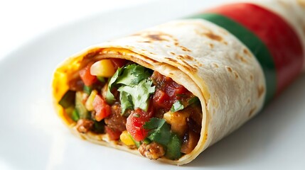Mexican Burrito with Vibrant Flag-Inspired Design and Fresh Ingredients
