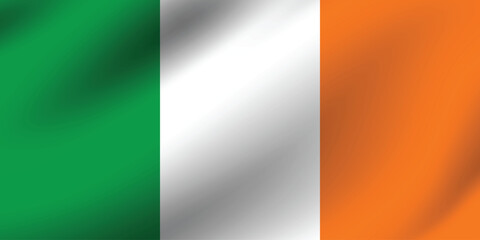 Obraz premium Ireland flag official colors and proportion digital vector illustration. Pleated flag.