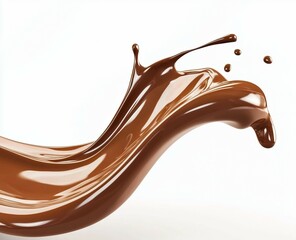 Chocolate wave is splashing on a white background