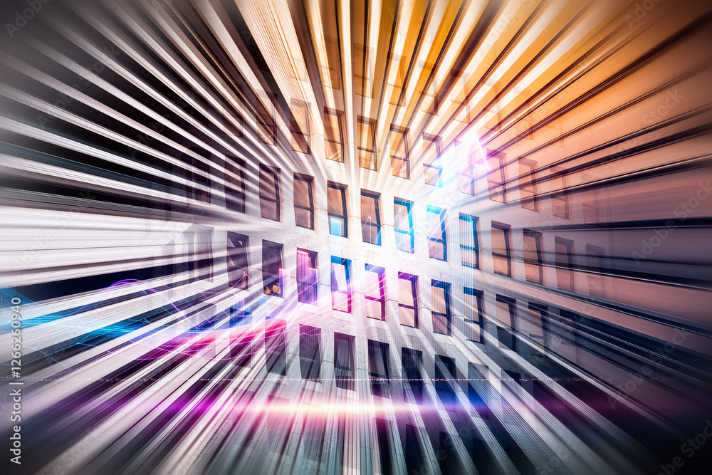 Fototapete zooming perspective of hong kong architecture embodies a fast-paced business concept. the vibrant, m