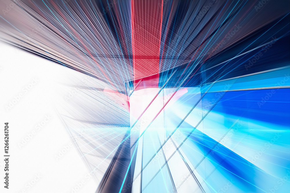 Poster abstract conceptual image representing hong kong business with dynamic lines and modern architectura