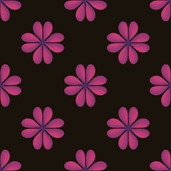 Fototapeta premium Dark Floral Pattern: Seamless dark background with repeating stylized pink flowers creating a elegant and modern design. Perfect for textile, fashion, and web design. 