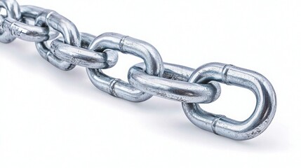 Obraz premium A close-up image of a metallic chain link, showcasing its shiny surface and interlocking design.