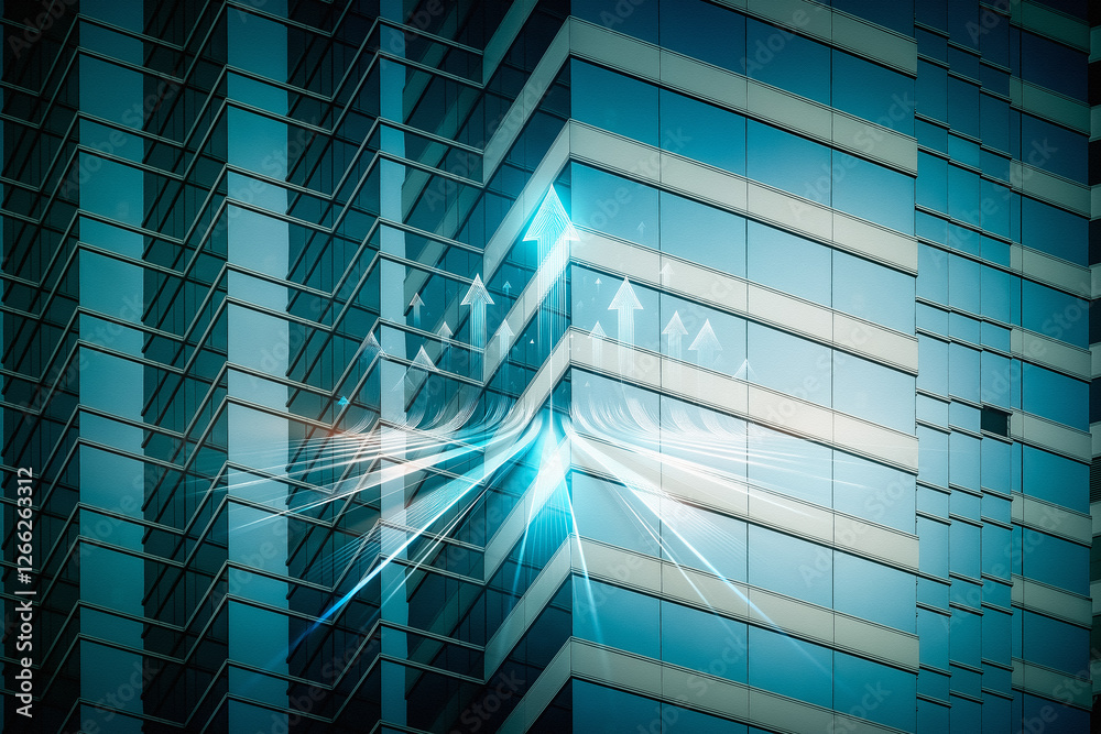 Poster abstract architecture commercial building with upward arrows