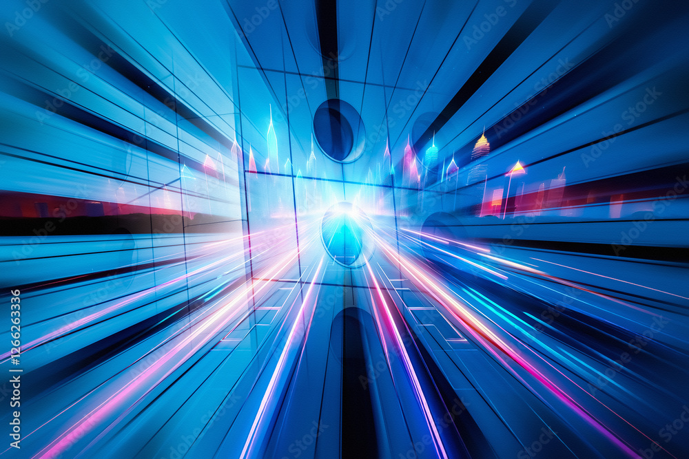 Aufkleber vibrant streaks of blue and pink create a dynamic concept, evoking fast-paced business in a city lik