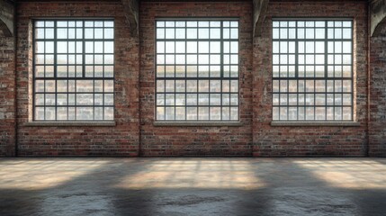Fototapeta premium industrial loft interior with large windows