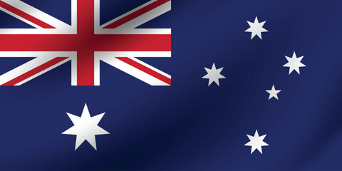 Australia flag official colors and proportion digital vector illustration. Pleated flag.