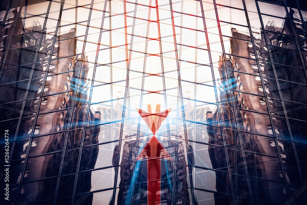 Aufkleber abstract hong kong business concept. modern architecture with an arrow overlay, representing directi