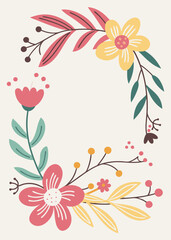 Hand Drawn Floral Frame Background Decorative Botanical Design