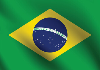 Fototapeta premium Brazil flag official colors and proportion digital vector illustration. Pleated flag.