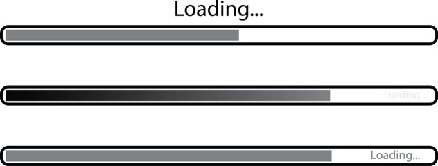 Loading bars displaying progress vector illustration.