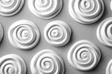 Top down view of smooth white frosting swirls pattern