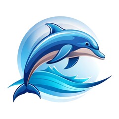 Obraz premium Dolphin logo. Dolphin jumping out of water. Playful dolphin. Funny dolphin. Cartoon, Clipart