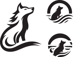 Stylized wolf design, logo concepts.