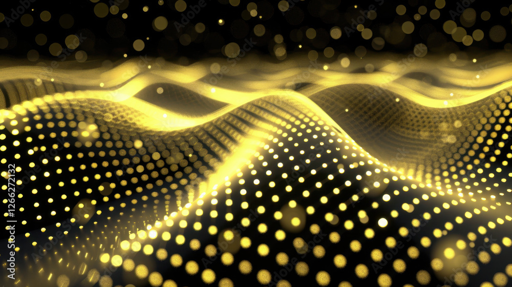 Aufkleber golden wave pattern with shimmering dots creating dynamic visual effect. image evokes sense of movem
