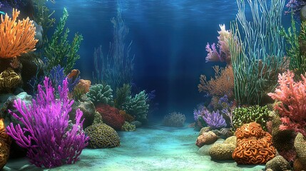 Naklejka premium Vibrant underwater coral reef scene