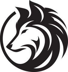 Stylized wolf head in a circle. (1) © Black_Studio