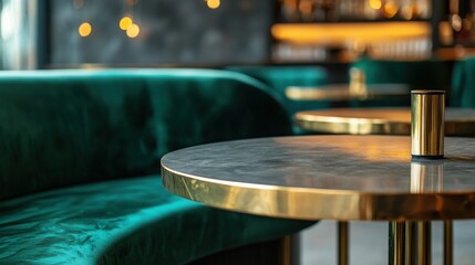 Obraz premium luxury bar interior with gold accents and teal velvet seating