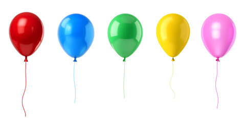 set of colorful Glossy  Helium Balloon Floating isolated on transparent background.generative AI