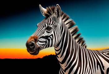 Naklejka premium a fullscreen pop art image of a zebra against a white background. Filled with intricate detail - generated by ai
