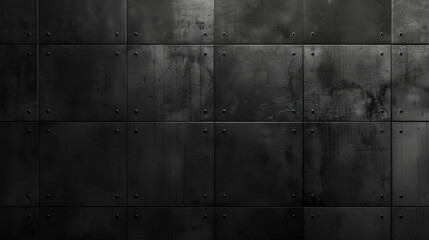 Fototapeta premium Dark textured metal wall with rivets, ideal for industrial backgrounds