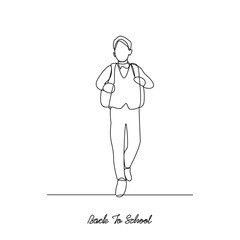 One continuous line drawing of Back to school vector illustration. Students activity after holiday in design illustration simple linear style vector concept. Suitable for education design asset.