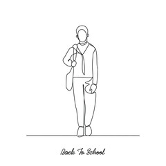 Fototapeta premium One continuous line drawing of Back to school vector illustration. Students activity after holiday in design illustration simple linear style vector concept. Suitable for education design asset.