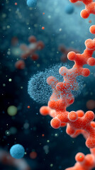 Fototapeta premium An abstract representation of colorful molecular structures, emphasizing interconnectedness and the complexity of biological systems in a vibrant, digital style.