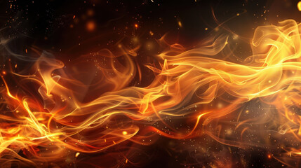 Abstract fiery background with swirling flames and glowing embers, creating dynamic and energetic atmosphere. Perfect for designs needing warmth and intensity