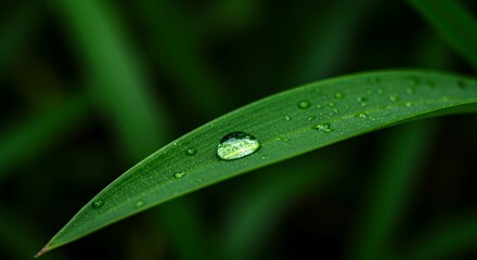 Water Droplet on a Green Leaf, Macro Shot of Nature
