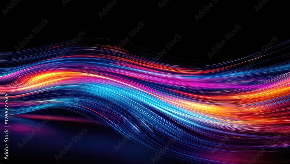 Poster Abstract vibrant color waves on a dark background