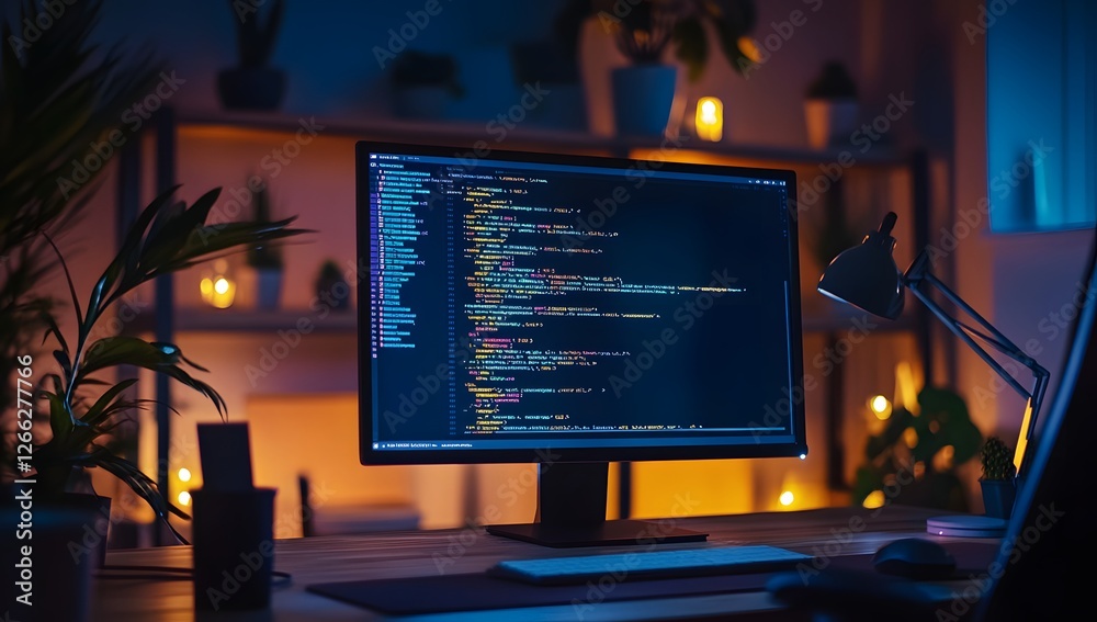 Poster coding at home at night