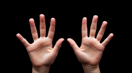 two hands open palms up against black background