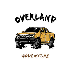 Double cabin car handdrawn logo 