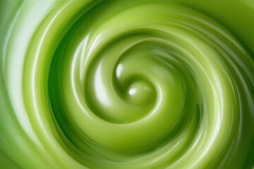 Swirling green liquid with glossy texture forming a spiral