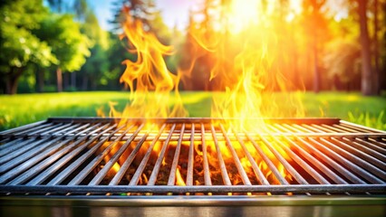 Summertime Grill Ready for Delicious Outdoor Cooking in a Lush Green Park Setting