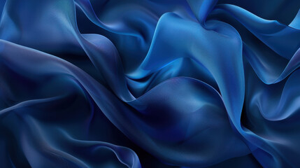 Obraz premium Luxurious blue silk fabric draped elegantly, showcasing smooth, flowing textures and rich color variations. soft sheen adds depth and sophistication to visual appeal