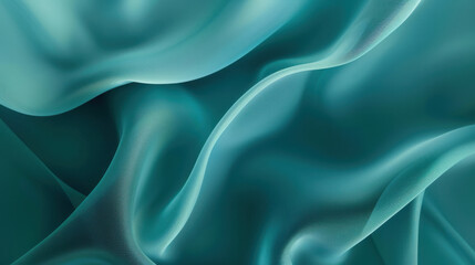 Fototapeta premium Soft teal fabric draping elegantly, showcasing smooth textures and gentle waves. serene color and flowing design evoke sense of calm and sophistication