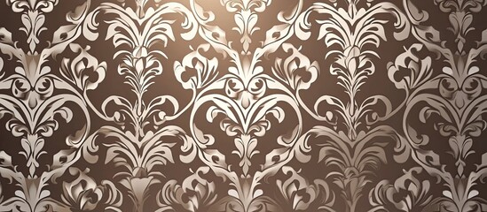 Ornate Damask Pattern on Brown Background