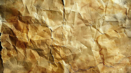 Crumpled and aged paper texture with creases and stains, perfect for backgrounds or artistic projects