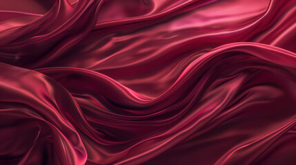Obraz premium Luxurious red silk fabric with smooth, flowing waves and rich texture, creating elegant and sophisticated appearance. Perfect for fashion or interior design projects