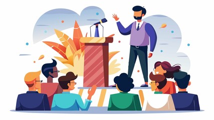 Suspense hangs heavy in the air as a large crowd waits with bated breath for the results of a team-building contest, a speaker poised to reveal the outcome.