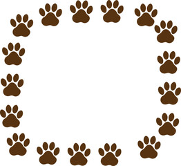 Circular Frame with Brown Paw Prints