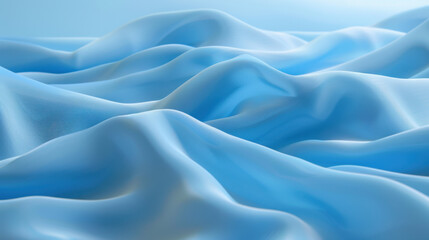 Obraz premium Soft blue fabric waves create serene and calming atmosphere, resembling gentle ocean waves. smooth texture and flowing shapes evoke tranquility and elegance
