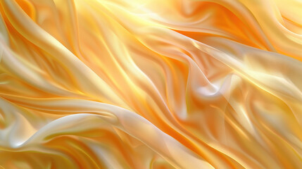 Obraz premium Soft, flowing silk fabric in warm shades of orange and white, creating luxurious and elegant texture. gentle waves evoke sense of warmth and comfort