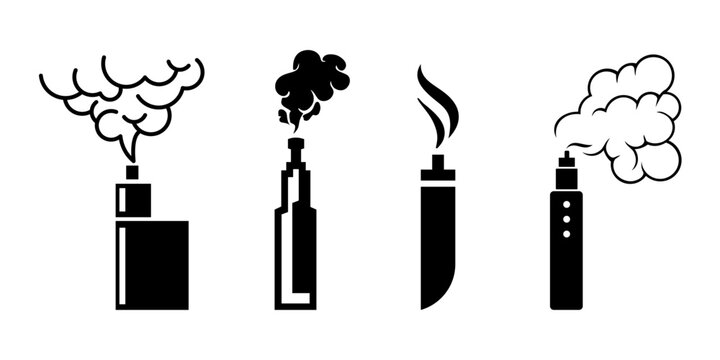 Vape icon cloud smoke silhouette electronic cigarette logo vector