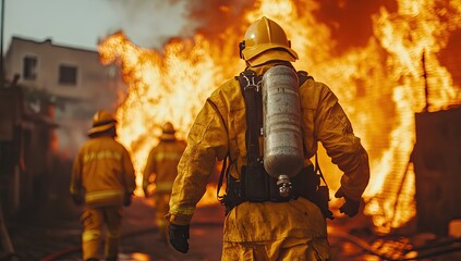 Firefighters battling blaze in urban setting