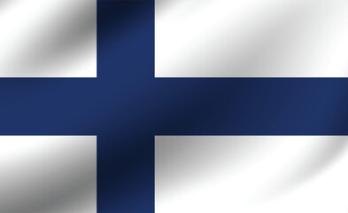 Finland flag official colors and proportion digital vector illustration. Pleated flag.